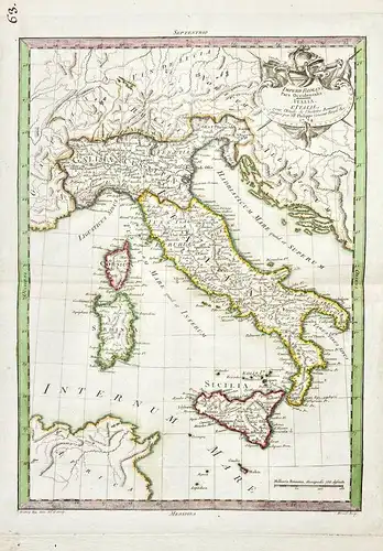 Imperii Romani. Pars Occidentalis. Italia. - Italia Italy Italien Sicilia Sardegna Corse Karte map