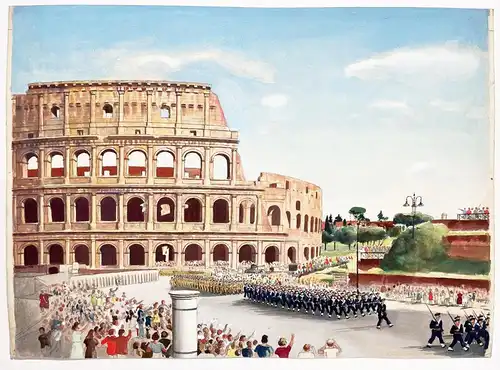 (Colosseum / Kolossem) / Roma Rom Rome / Militärparade vor dem Kolosseum in Rom / Military parade in front of