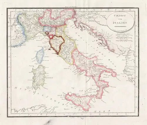 Charte von Italien - Italia / Italy / Italien / Sardegna Sardinien / Sicilia Sicily Sizilien