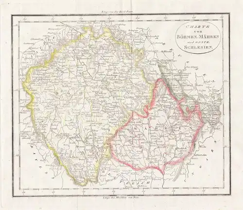 Charte von Böhmen, Mähren und Oestr. Schlesien - Böhmen Bohemia Schlesien Silesia / Polska / Polen / Poland