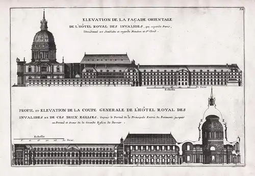 Elevation de la Facade Orientale de l'Hotel Royal des Invalides - Paris Hotel des Invalides / Ile-de-France Fr
