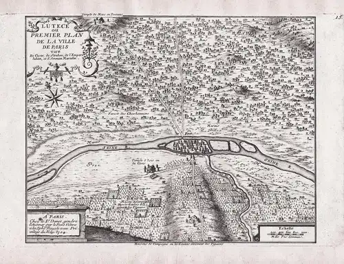 Lutece ou Premier Plan de la Ville de Paris - Paris Plan Stadtplan / Ile-de-France Frankreich