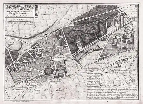 Plan General du Parc et du Cha[tea]u de Lestang, ou est celuy de la Marche, et de Villeneuve, apartenants a Mo