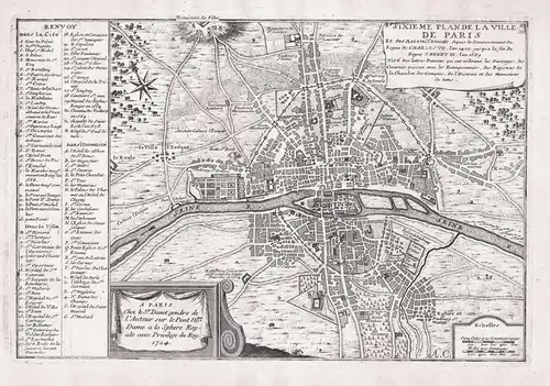 Sixieme Plan de la Ville de Paris - Paris Plan Stadtplan / Ile-de-France Frankreich