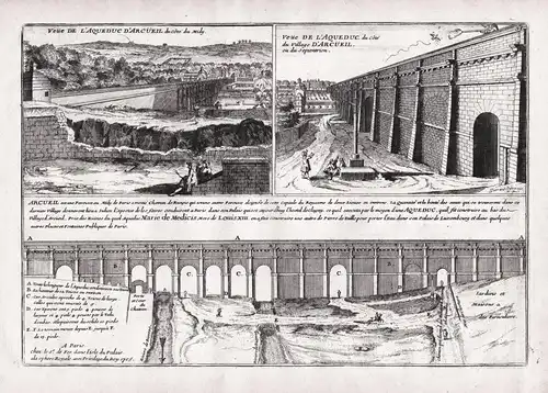 Veue de l'Aqueduc d'Arcueil du cote de Midy / Veue de l'Aqueduc du cote du village d'Arcueil... - Arcueil aque