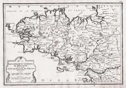 Gouvernement General de Bretagne ou se trouve la Generalité de Nantes - Bretagne Brittany carte map Karte / Fr