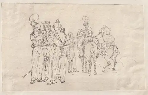 Soldaten in Uniform mit Pferden / Kürassiere / Uniform uniforms / Militaria / Biedermeier