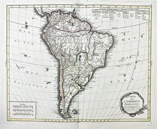 Carte de l'Amerique Meridionale - South America Südamerika Brazil Chile Colombia Argentina Venezuela Amerique