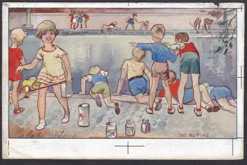 (Spielende Kinder am Fluss / Children playing by the river)