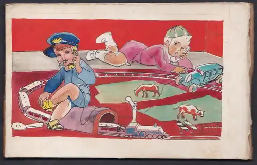 (Kinder mit Spielzeug / Children with toys) / Eisenbahn train