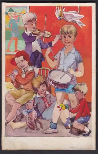 (Musizierende Kinder / Children playing various instruments) / music Musik