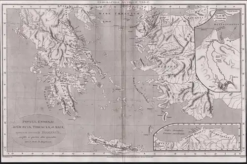Geographiae Antiquae Tab. II. - Populi, Urbes &c. in Graecia, Thracia, et Asia quorum meminit Homerus... - Gre