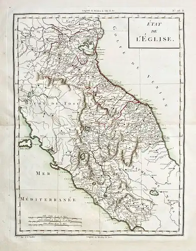 Etat de l'Eglise. - Stato Pontificio Roma Bologna Ancona Italia Italy Italien carta incisione map Karte