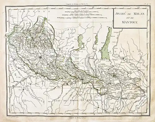 Duche de Milan et de Mantoue. - Milano Mantova Cremona Crema Italia Italy Italien carta incisione map Karte