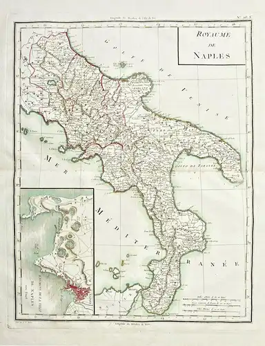 Royaume de Naples. - Napoli Calabria Basilicata Puglia Italia Italy Italien carta incisione map Karte