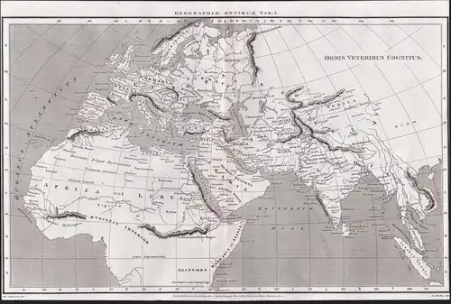 Geographiae Antiquae Tab. I. - Africa Afrika Afrique / Europe Europa / Asia Asien Asie