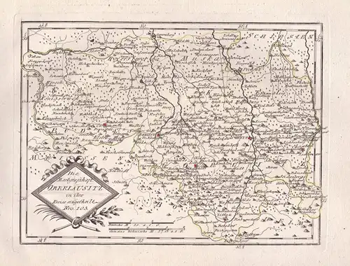 Die Markgrafschaft Oberlausitz in ihre Kreise eingetheilt Nro. 103 - Oberlausitz Bautzen Zittau Görlitz Kamenz