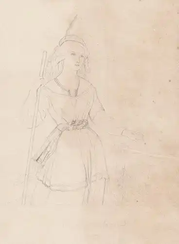 La Fille des Montagnes - Junge Frau mit Kleid und Wanderstab / Young woman with dress and walking stick