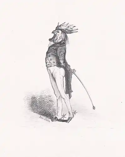 (Hahn / rooster) / military caricature / Karikatur