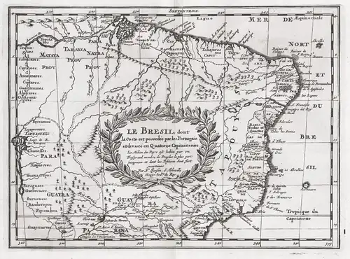 Le Bresil, dont la Coste est possedée par les portugais et divisée en Quatorze Capitanieries. - Brasil Brazil