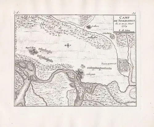 Camp de Stolhoffen du 21 ou 22 Aoust 1734 - Stollhofen Rheinmünster Rhein Hügelsheim