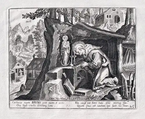 Carthusia rupem Bruno petit auctor, et arctis... - Bruno von Köln / Einsiedler hermit ermite / ermites hermits