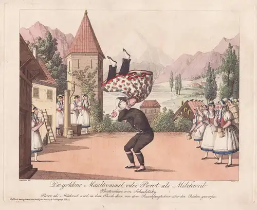 Die goldene Maultrommel oder Pierot als Milchweib. Pantomime von Schadetzky - Tanz Pierrot / Szenenbild Theate