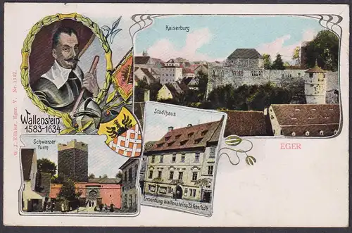 Eger - Cheb Gruss aus Eger Wallenstein Burg Turm Böhmen Böhmen Bohemia Czech Cechy Cesko Ansichtskarte Postkar