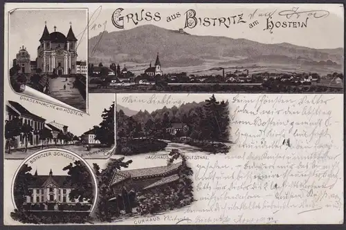 Gruss aus Bistritz am Hostein - Gnadenkirche Kirche Schloss Böhmen Bohemia Czech Cechy Cesko Ansichtskarte Pos