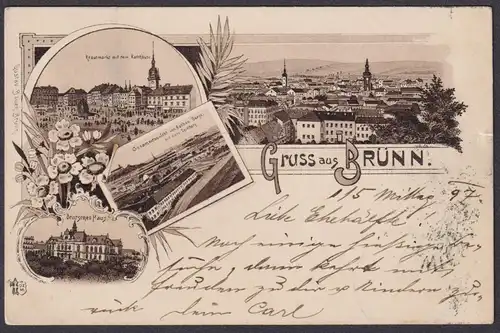 Gruss aus Brünn -  Deutsches Haus Krautmarkt Böhmen Böhmen Bohemia Czech Cechy Cesko Ansichtskarte Postkarte A