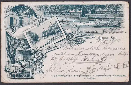 Gruss aus der Steinmühle -  Restaurant Schulz Böhmen Böhmen Bohemia Czech Cechy Cesko Ansichtskarte Postkarte