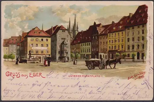 Gruss aus Eger - Cheb Eger Marktplatz Böhmen Böhmen Bohemia Czech Cechy Cesko Ansichtskarte Postkarte AK postc