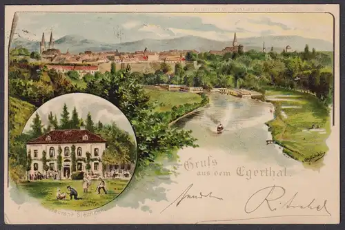 Gruss aus dem Egerthal - Cheb Eger Böhmen Böhmen Bohemia Czech Cechy Cesko Ansichtskarte Postkarte AK postcard
