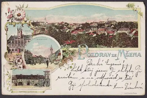 Pozdrav ze Msena - Mseno Böhmen Bohemia Czech Cechy Cesko Tschechien Ansichtskarte Postkarte AK postcard