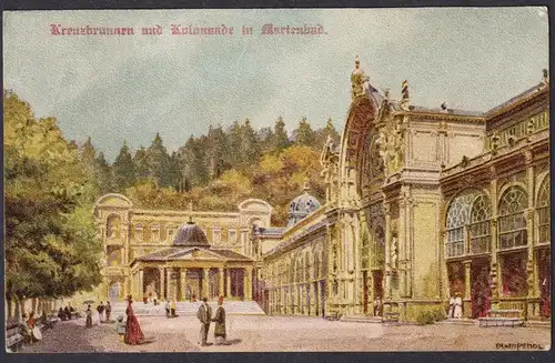 Kreuzbrunnen und Colonnade in Marienbad - Marianske Lazne Böhmen Bohemia Czech Cechy Cesko Tschechien Ansichts