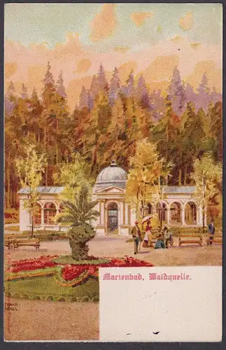 Marienbad, Waldquelle - Marianske Lazne Böhmen Bohemia Czech Cechy Cesko Tschechien Ansichtskarte Postkarte AK