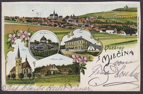 Pozdrav Milcina - Milicin Militschin Böhmen Bohemia Czech Cechy Cesko Tschechien Ansichtskarte Postkarte AK po