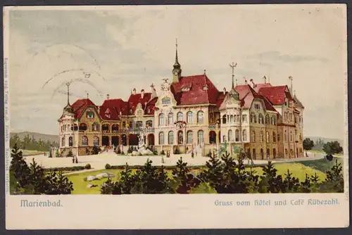 Marienbad - Marianske Lazne Hotel Cafe Rübezahl Böhmen Bohemia Czech Cechy Cesko Tschechien Ansichtskarte Post