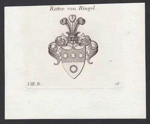 Ritter von Ringel - Ringel Ritter Wappen Adel coat of arms heraldry Heraldik Kupferstich