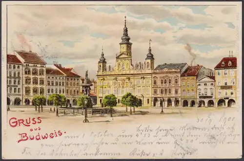 Gruss aus Budweis - Böhmisch-Budwitz Böhmen Böhmen Bohemia Czech Cechy Cesko Ansichtskarte Postkarte AK postca