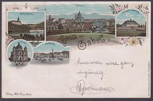 Gruss aus Gabel - Jablonné v Podjetedí Böhmen Bohemia Czech Cechy Cesko Tschechien Ansichtskarte Postkarte AK
