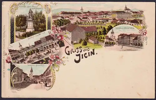 Gruss aus Jicin - Pozdrav z Jicina Zameka Böhmen Bohemia Czech Cechy Cesko Tschechien Ansichtskarte Postkarte