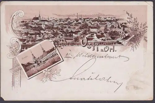 Pozdrav z Usti n Orl. - Usti nad Orlici Böhmen Bohemia Cesko Czech Cechy Tschechien Ansichtskarte Postkarte AK