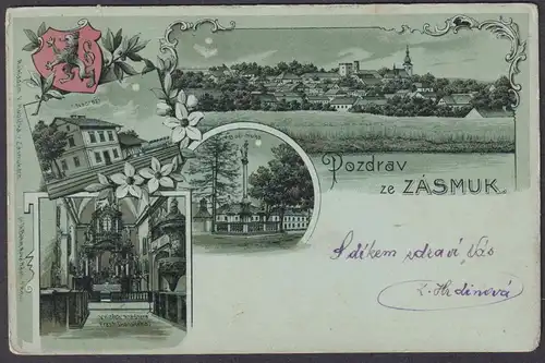 Pozdrav ze Zasmuk - Zasmuky Sasmuk Böhmen Bohemia Czech Cechy Cesko Tschechien Ansichtskarte Postkarte AK post