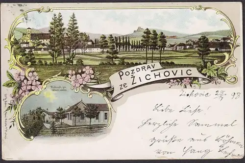 Pozdrav ze Zichovic - Zichovec Böhmen Bohemia Czech Cechy Cesko Tschechien Ansichtskarte Postkarte AK postcard