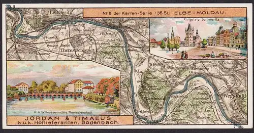 No 8 der Karten-Serie Elbe-Moldau - Leitmeritz Litomerice Theresienstadt Terezin Böhmen Bohemia Czech Cechy Ce