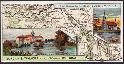 No 5 der Karten-Serie Elbe-Moldau - Podiebrad Podebrady Böhmen Bohemia Czech Cechy Cesko Tschechien Sammelbild