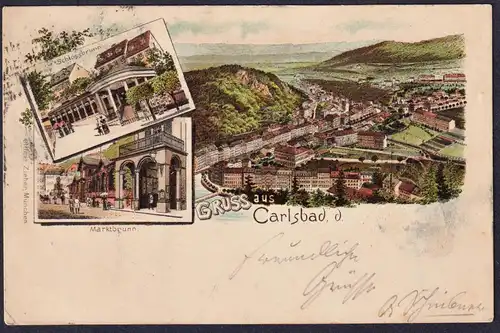 Gruss aus Carlsbad - Marktbrunn Schlossbrunn Karlovy Vary Böhmen Bohemia Czech Cechy Cesko Tschechien Ansichts