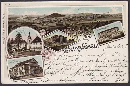 Gruss aus Steinschönau - Kamenicky Senov Böhmen Bohemia Czech Cechy Cesko Tschechien Ansichtskarte Postkarte A