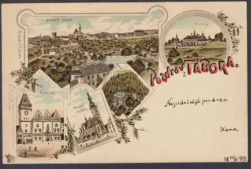 Pozdrav z Tabora - Tabor Böhmen Bohemia Cesko Czech Cechy Tschechien Ansichtskarte Postkarte AK postcard